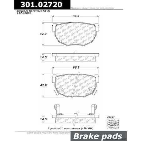Centric Parts PREM CERAMIC BRAKE PAD SHIMS & HARDWARE 301.0272